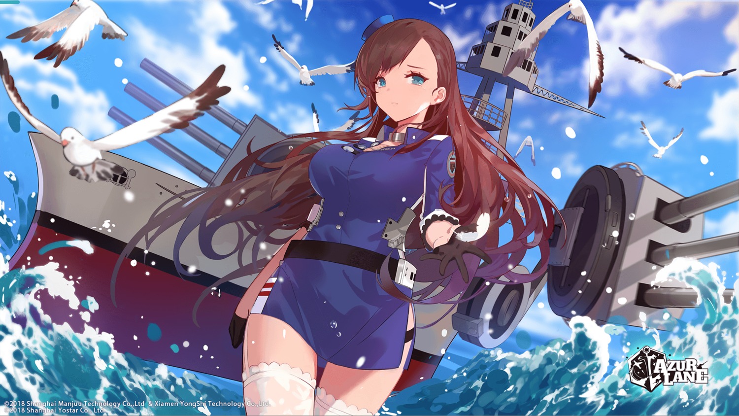 arizona_(azur_lane), azur_lane, sa, stockings, thighhighs, uniform, wallpaper