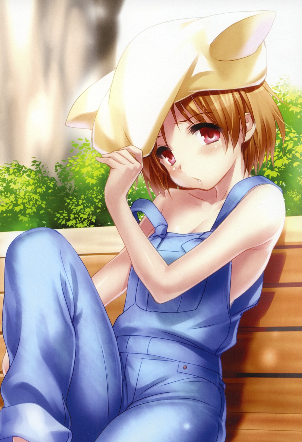 cleavage, kanon, no_bra, overalls, tsukimiya_ayu, zen