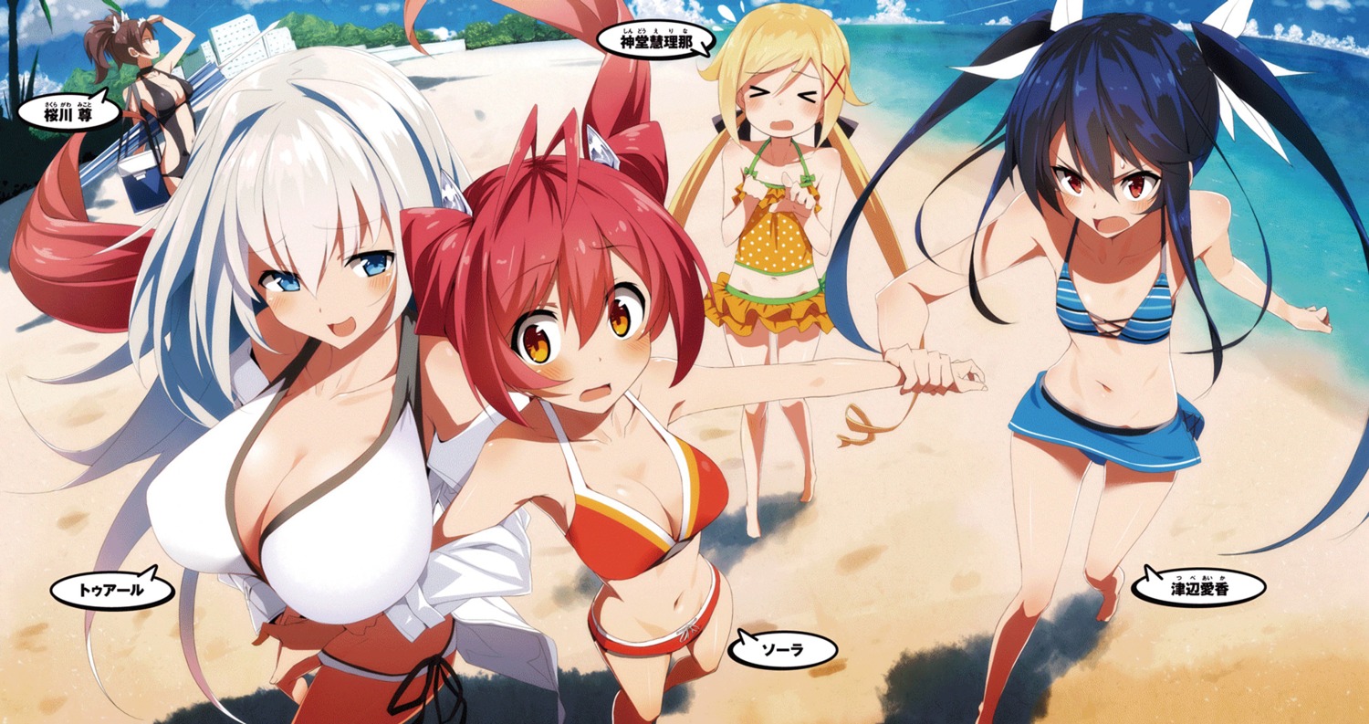 bikini, cleavage, kasuga_ayumu_(artist), open_shirt, ore_twintail_ni_narimasu, possible_duplicate, sakuragawa_mikoto, shindou_erina