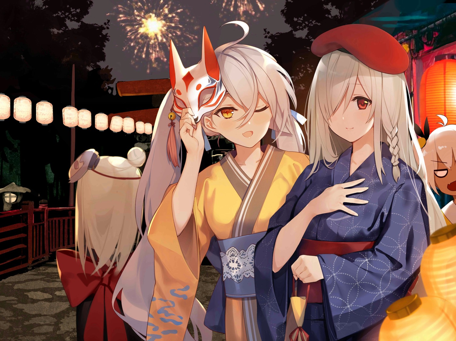 g36c_(girls_frontline), girls_frontline, japanese_clothes, klin_(girls_frontline), mp5_(girls_frontline), pkp_(girls_frontline), possible_duplicate, tagme