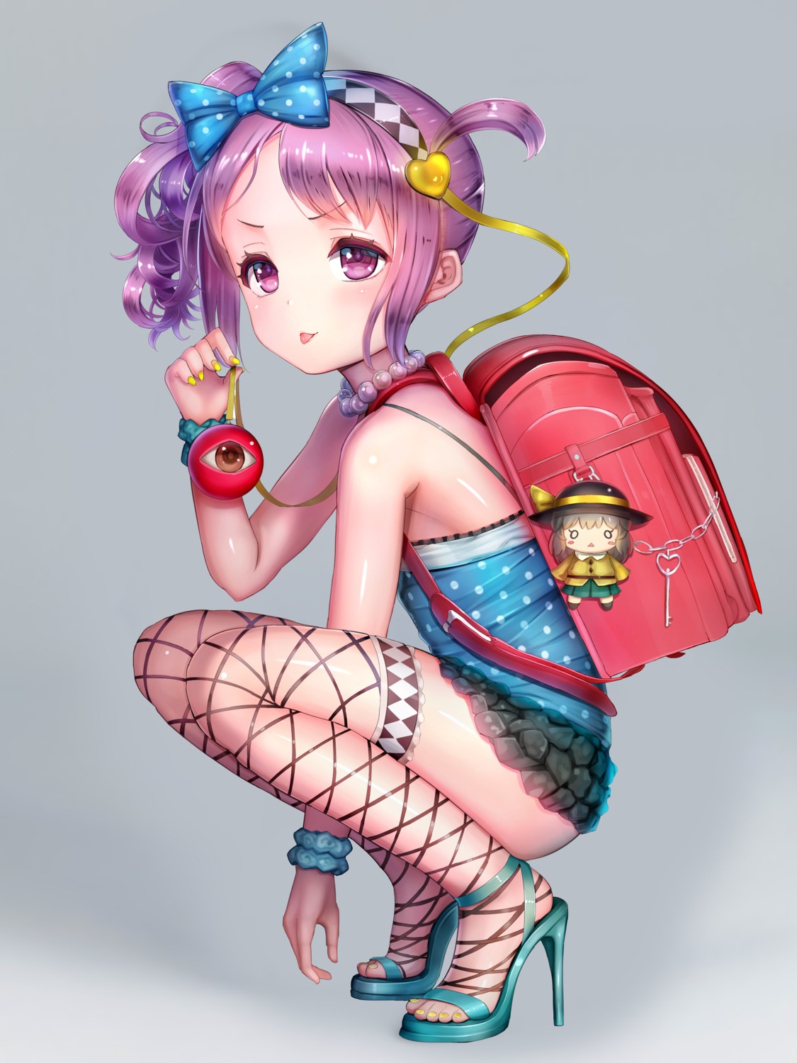 fishnets, heels, komeiji_koishi, komeiji_satori, teratsu, thighhighs, touhou
