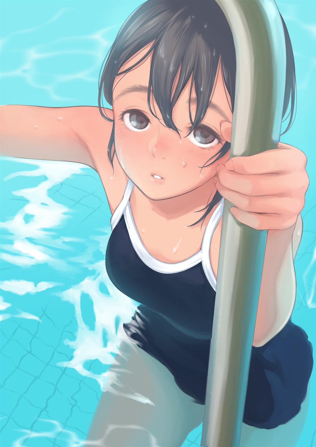 kamo, school_swimsuit, swimsuits, wet
