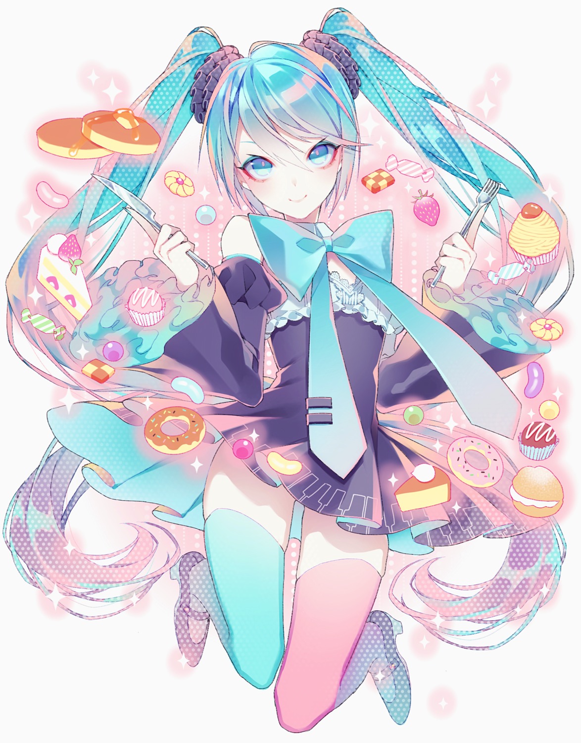 1055, dress, hatsune_miku, heels, skirt_lift, thighhighs, vocaloid