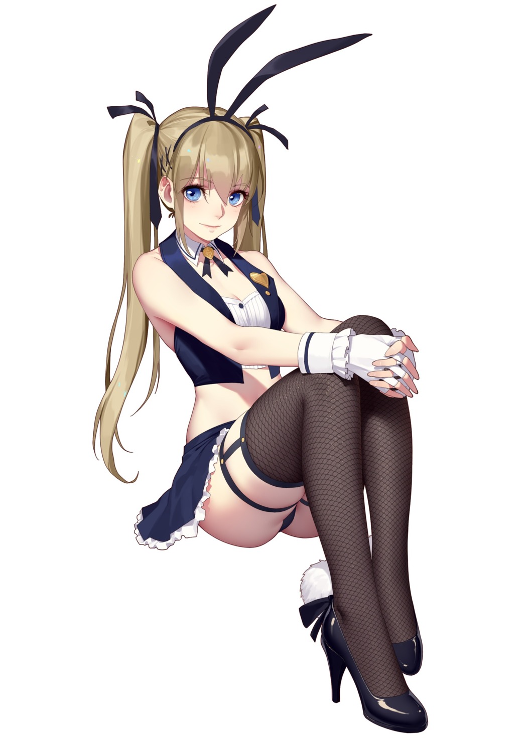 animal_ears, bunny_ears, cleavage, dead_or_alive, dead_or_alive_5, fishnets, garter, heels