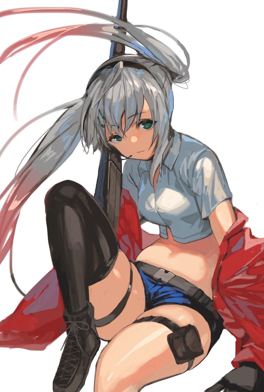 girls_frontline, gun, hinako_(anzu15), lwmmg_(girls_frontline), thighhighs