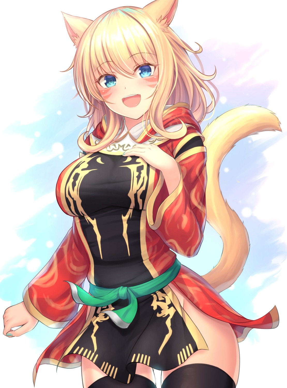 animal_ears, final_fantasy, final_fantasy_xiv, miqo'te, mutsuba_fumi, tail, thighhighs