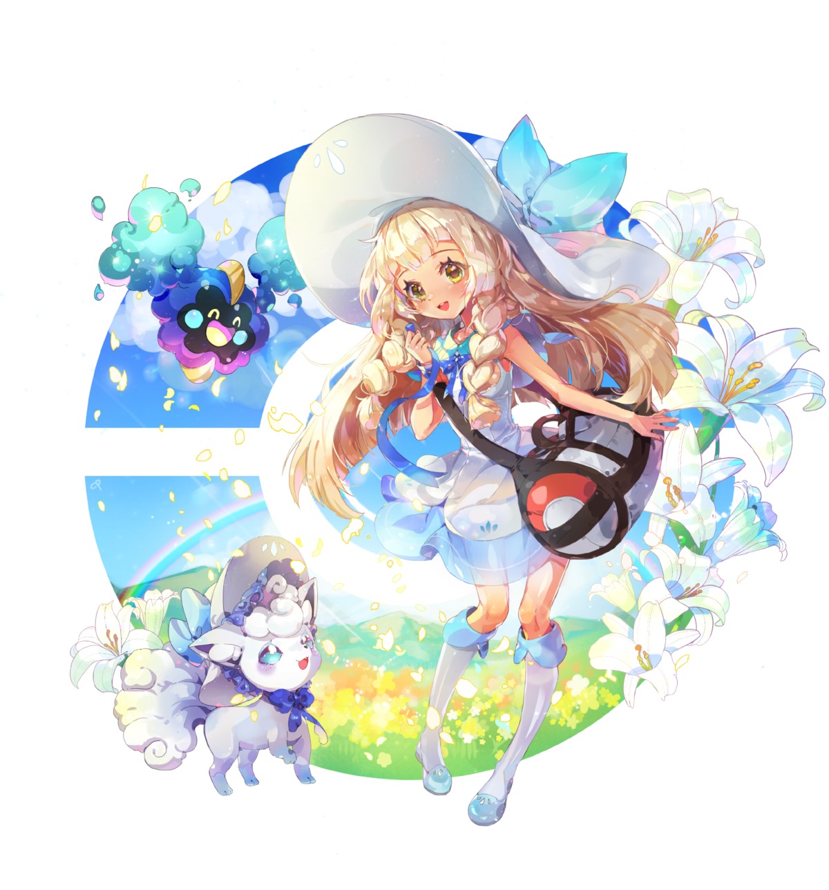 alolan_vulpix, cosmog, cpcpcp05, dress, lillie_(pokemon), pokemon, pokemon_sm, pokemon_usum, see_through