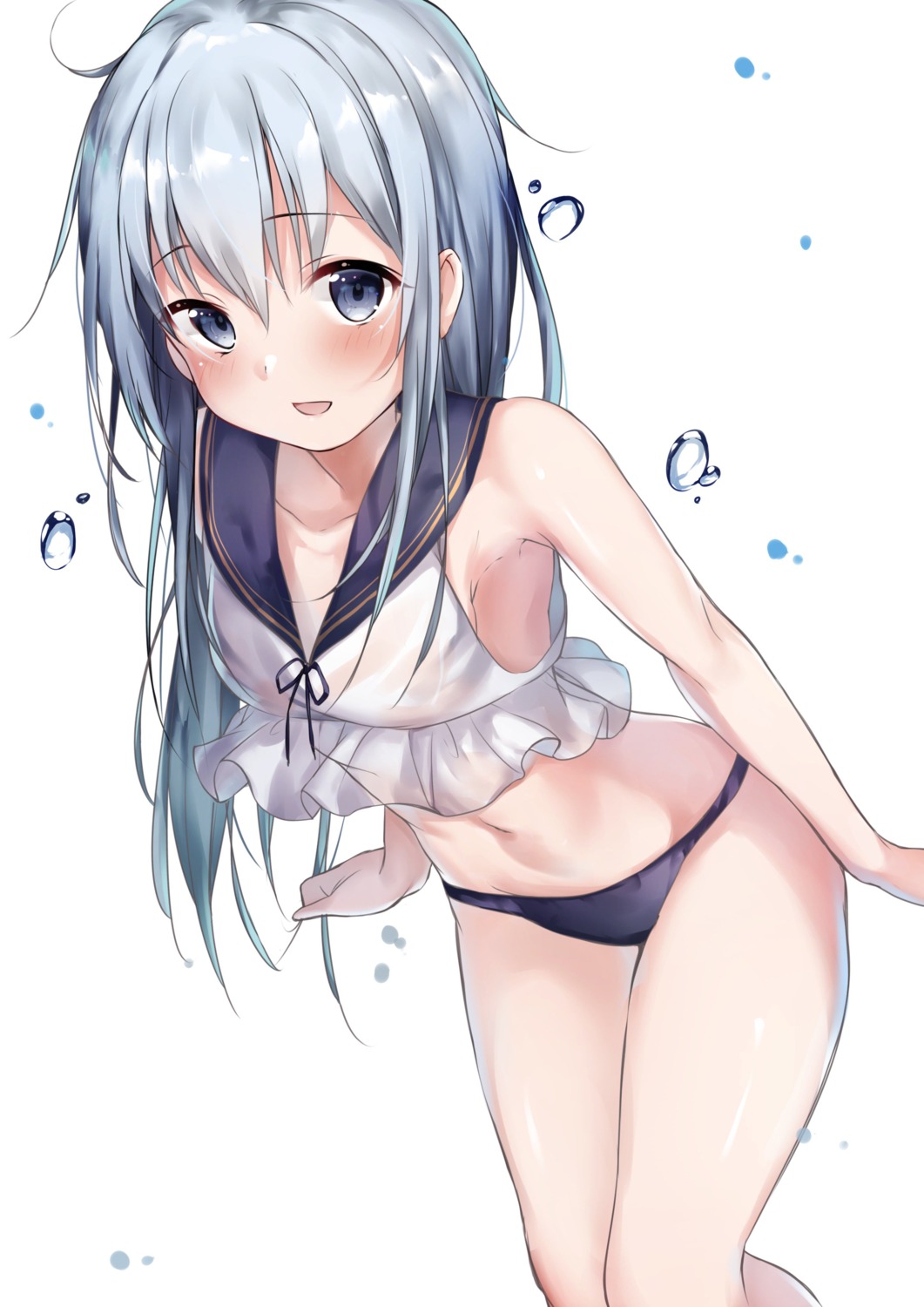 hibiki_(kancolle), kantai_collection, mochi_nabe, see_through, swimsuits