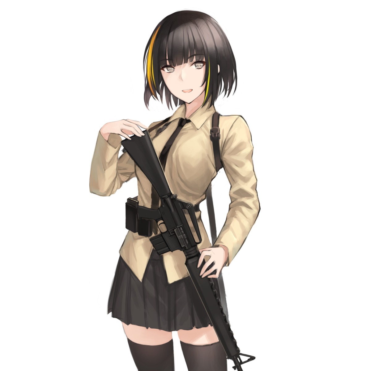 girls_frontline, gun, m16a1_(girls_frontline), npt_shizuka, thighhighs