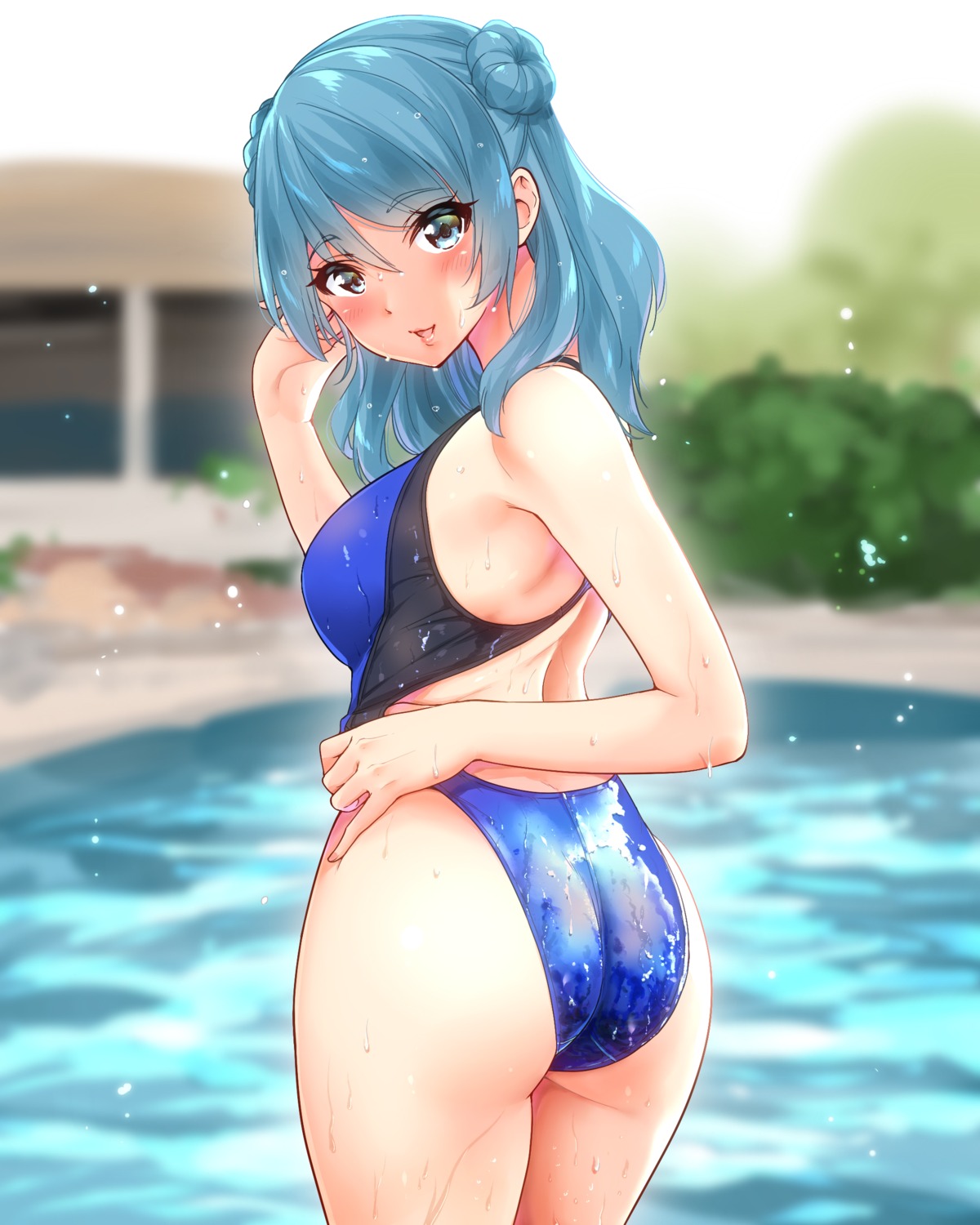ass, kantai_collection, sarfata, swimsuits, urakaze_(kancolle), wet