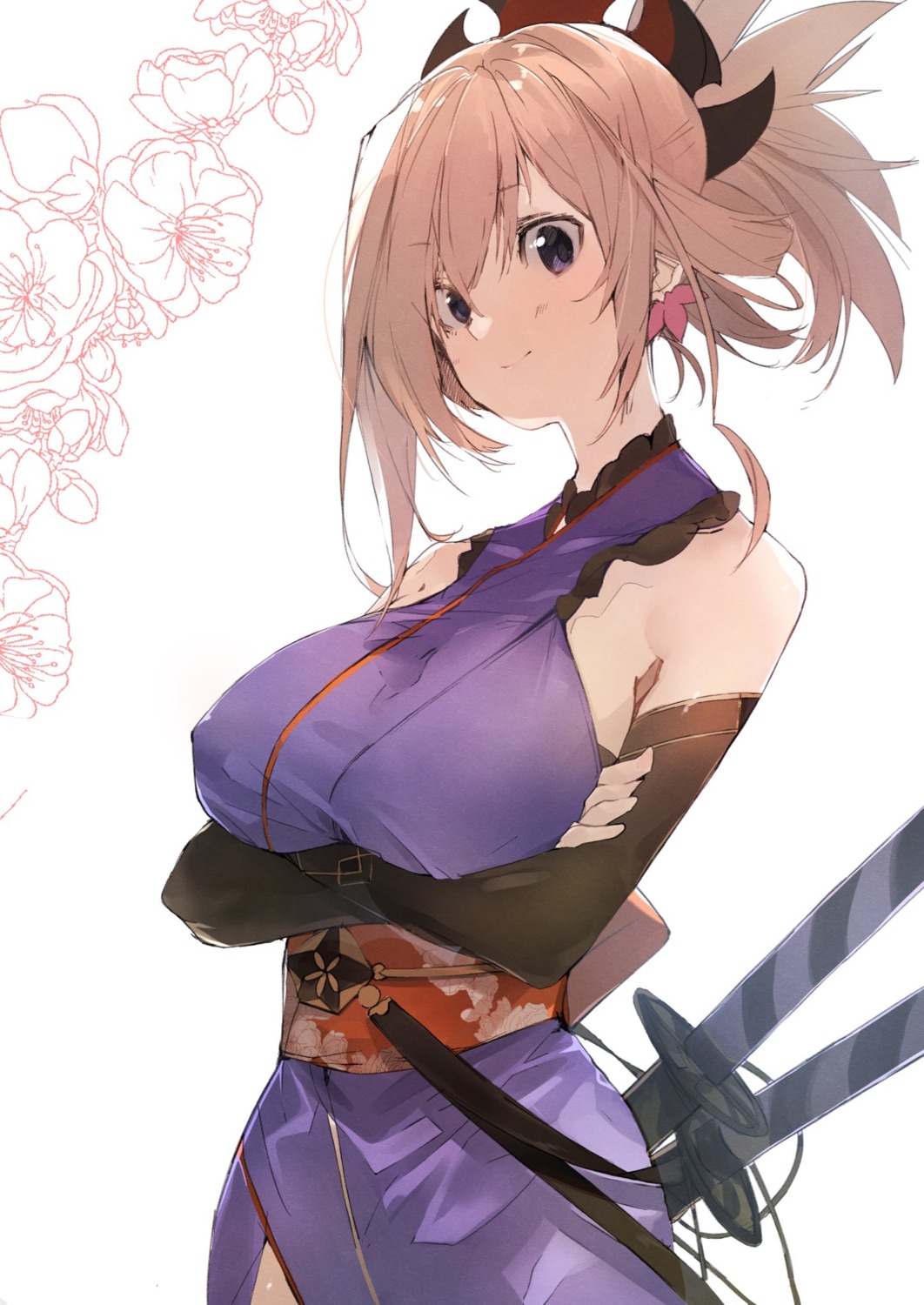 breast_hold, fate/grand_order, japanese_clothes, miyamoto_musashi_(fate), pisuta_(yamashiro), sword