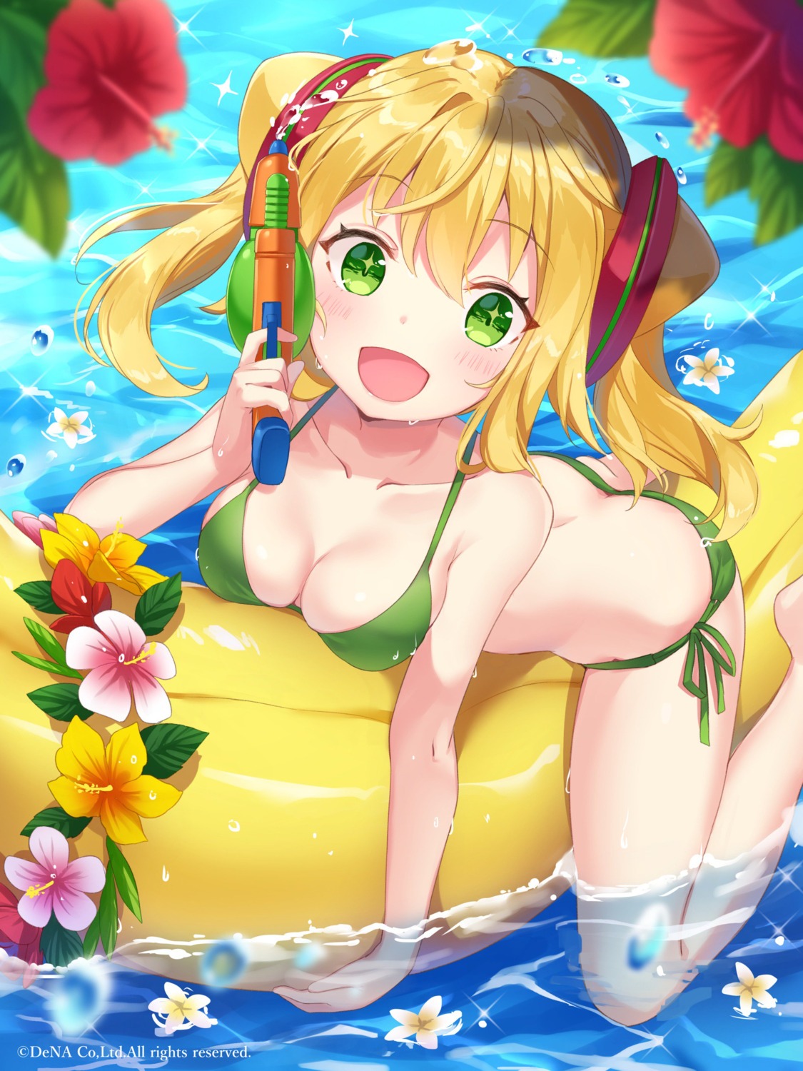bikini, cleavage, gun, hacka_doll, hacka_doll_no._1, jimmy, swimsuits, wet