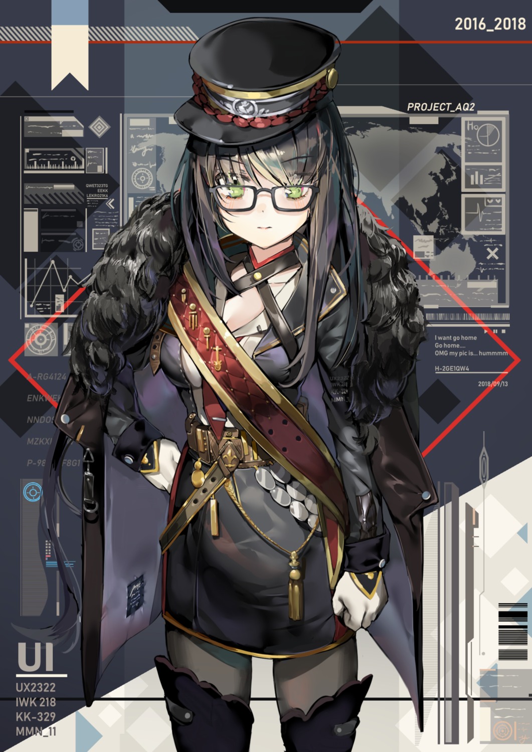 cleavage, megane, mo:oku, pantyhose, uniform