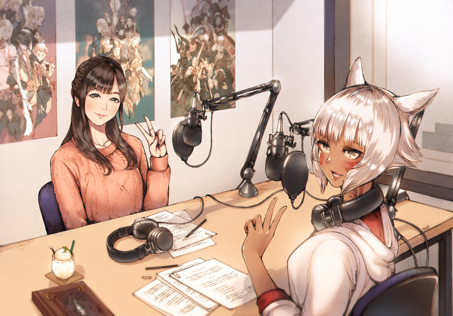 animal_ears, final_fantasy, final_fantasy_xiv, haimerejzero, headphones, kayano_ai, sweater, y'shtola