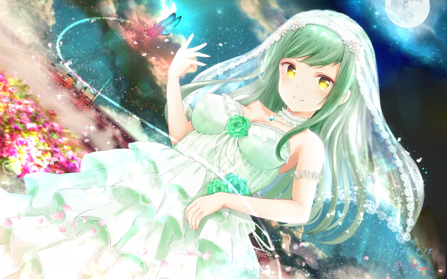 cleavage, dress, girlfriend_(kari), kokonoe_shinobu, masa_(mirage77), wallpaper, wedding_dress