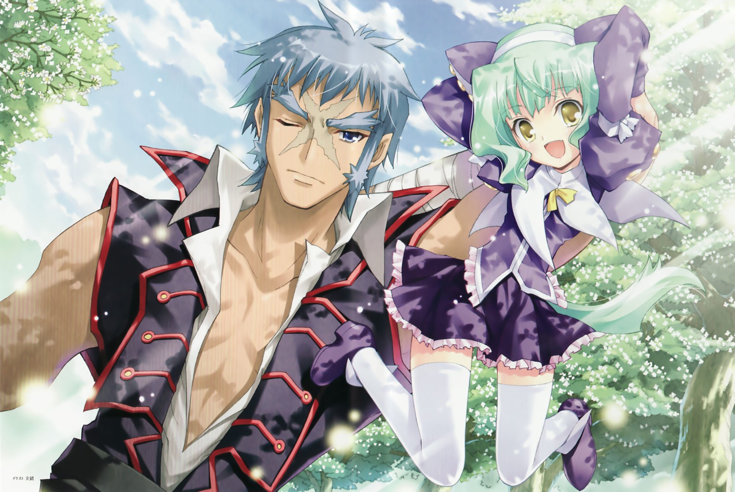 animal_ears, ayanokouji_soujirou, bandages, kaishaku, kyoushirou_to_towa_no_sora, nekomimi, tail, tarlotte