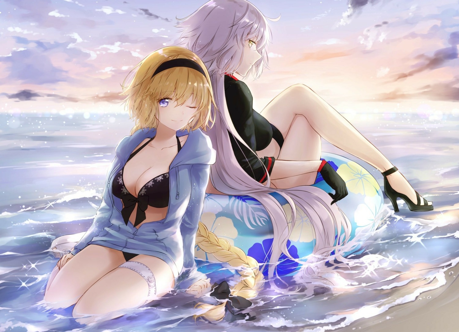 bikini, cleavage, fate/grand_order, garter, heels, jeanne_d'arc, jeanne_d'arc_(fate), jeanne_d'arc_alter_(fate)