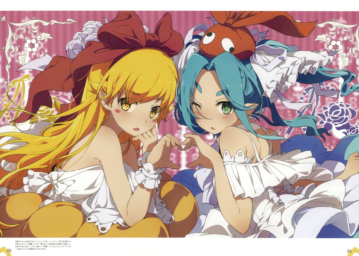 bakemonogatari, dress, milky_been!, monogatari_(series), ogipote, ononoki_yotsugi, oshino_shinobu, pointy_ears