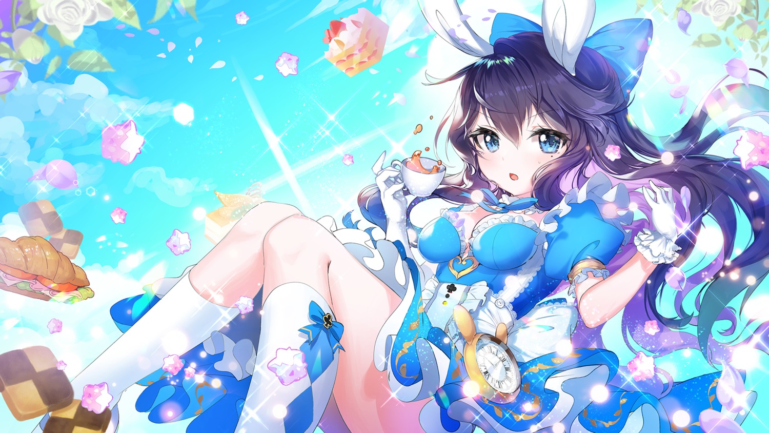 animal_ears, apple_caramel, bunny_ears, cleavage, dress, teria_saga