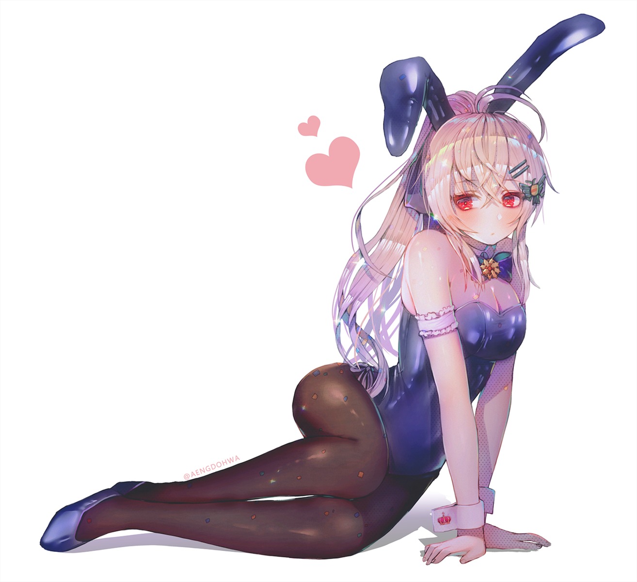 animal_ears, bunny_ears, bunny_girl, cleavage, girls_frontline, hanato_(seonoaiko), iws-2000_(girls_frontline), pantyhose