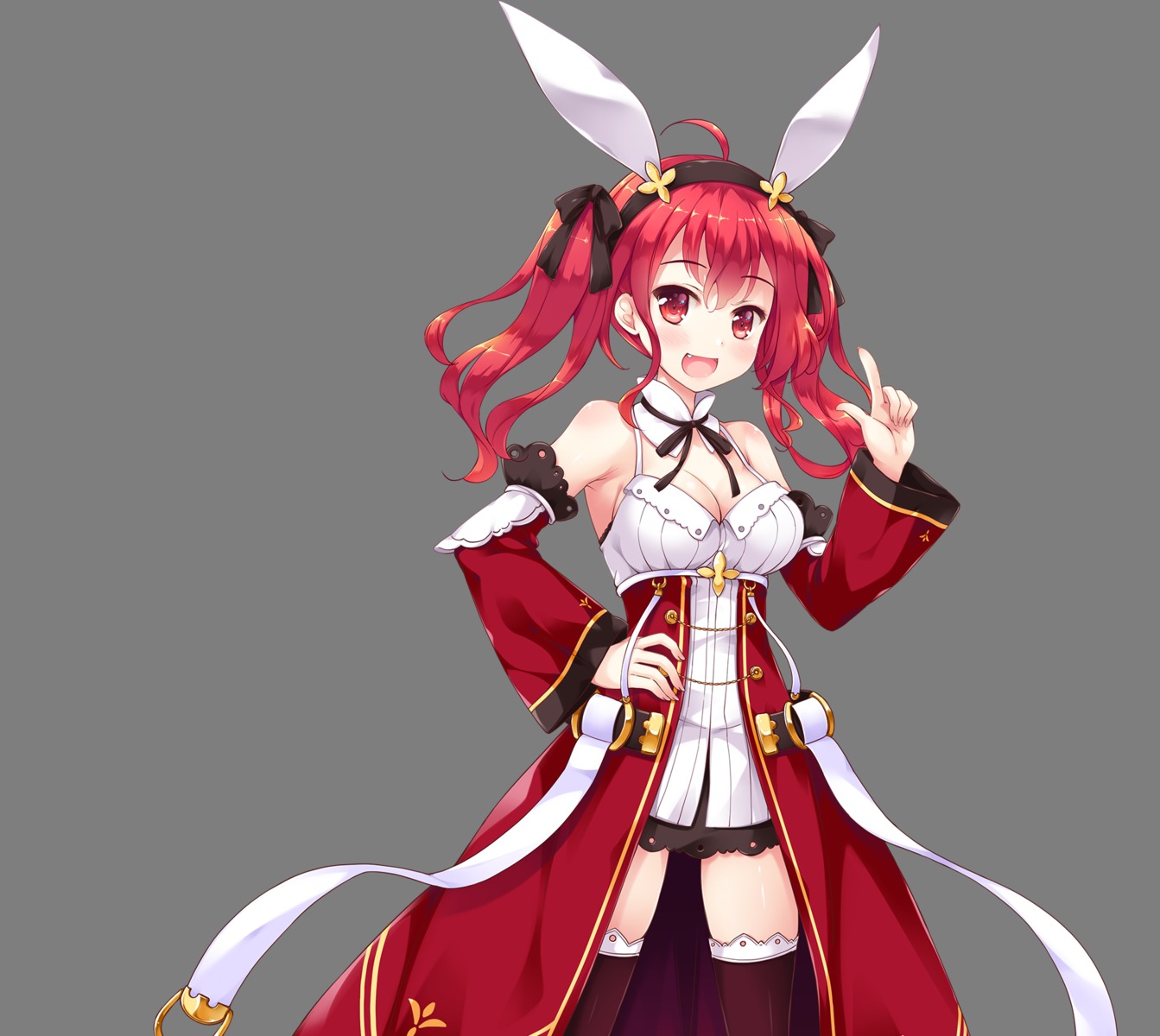 animal_ears, bunny_ears, cleavage, happiness!_2_sakura_celebration, kirigaya_rino, ko~cha, thighhighs, transparent_png, windmill_oasis