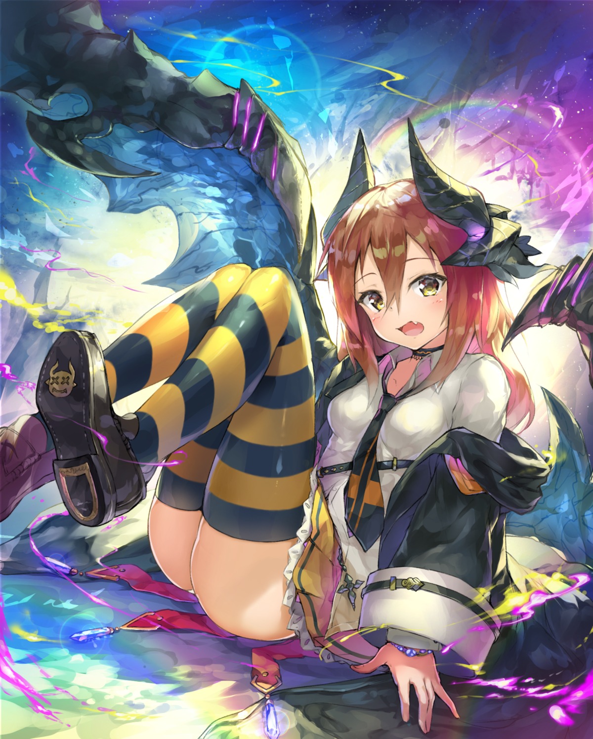 horns, monster_girl, rekareka, thighhighs, wings