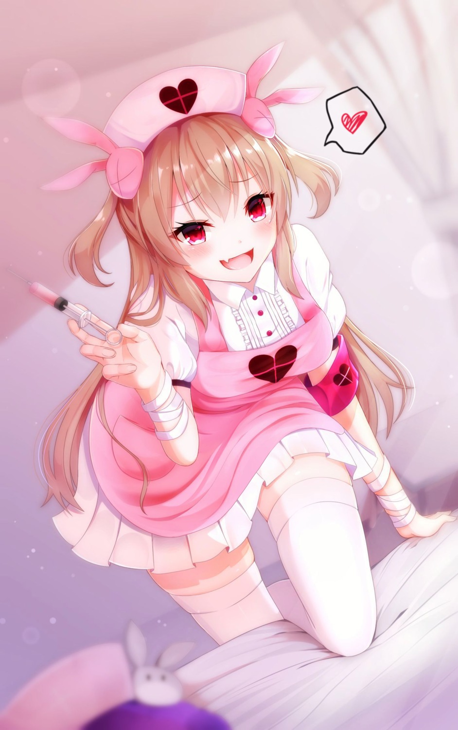 bandages, indie_virtual_youtuber, natori_sana, nurse, nya_rl, thighhighs