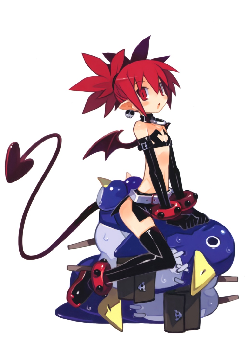 cleavage, disgaea, etna, harada_takehito, heels, pointy_ears, tail, thighhighs