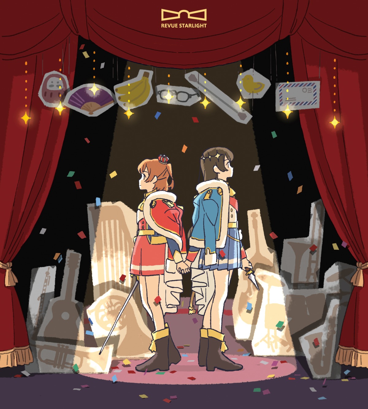 aijou_karen, disc_cover, heels, kagura_hikari, mebachi, shoujo_kageki_revue_starlight, sword, uniform
