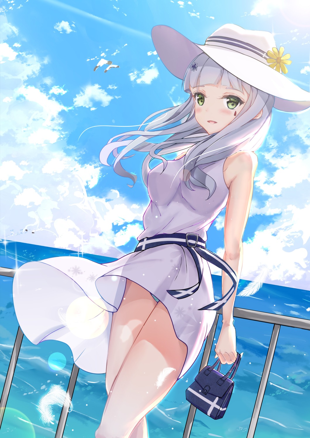 dress, girls_frontline, hk416_(girls_frontline), locked_boy, pantsu, skirt_lift, summer_dress