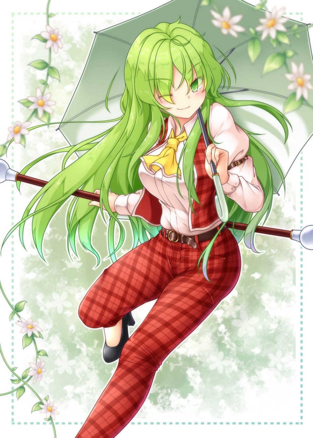 aka_tawashi, heels, kazami_yuuka, touhou, umbrella