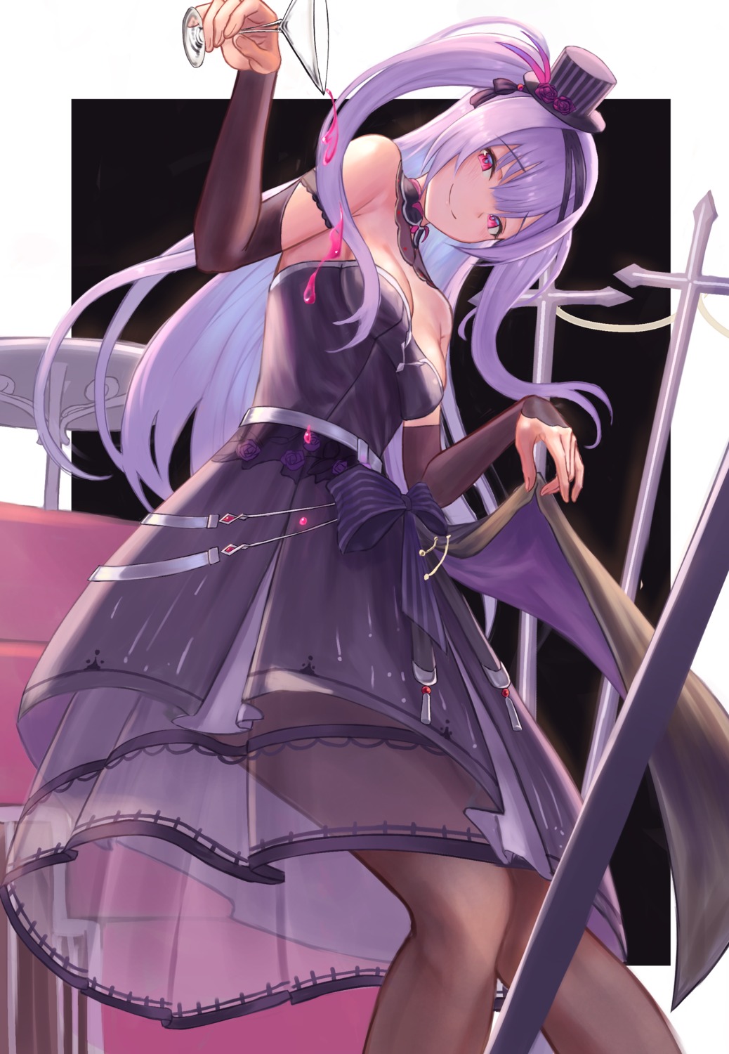 ajax_(azur_lane), azur_lane, cleavage, dress, gore_(white_gore), pantyhose