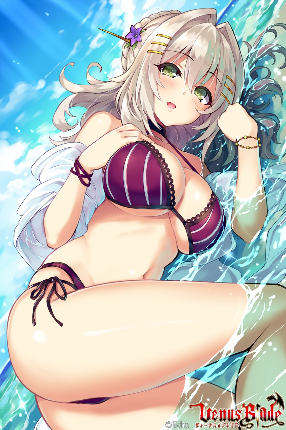 bikini, hisen_kaede, swimsuits, thong, underboob, venus_blade, wet