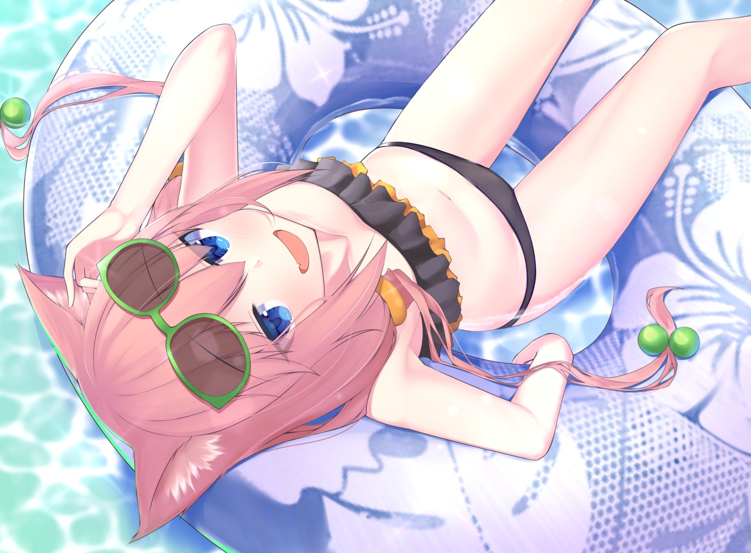 animal_ears, bikini, hinata_channel, megane, misakisanakichi, nekomimi, nekomiya_hinata, swimsuits, wet
