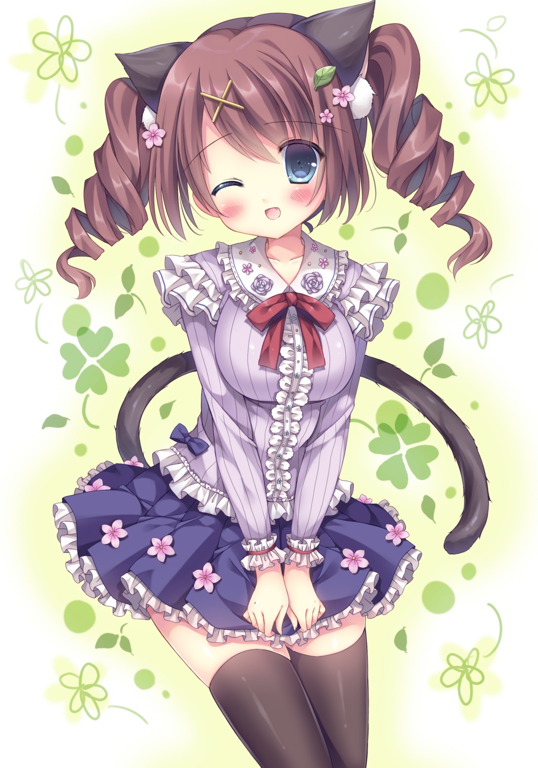 animal_ears, ko-ta., nekomimi, tail, thighhighs
