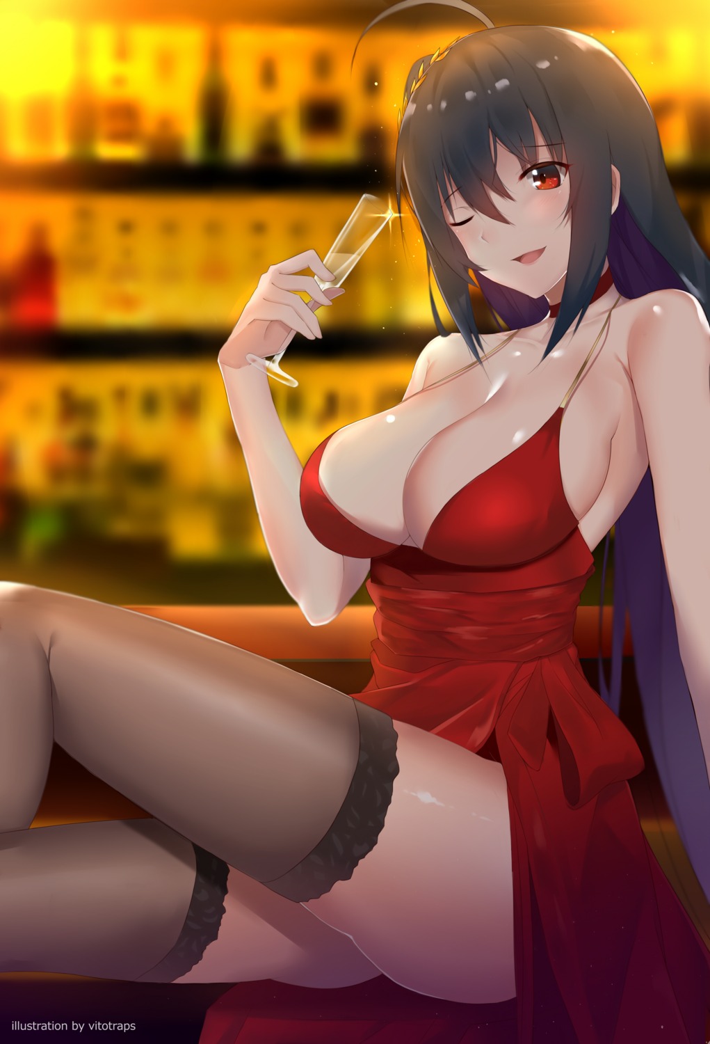 azur_lane, dress, taihou_(azur_lane), thighhighs, vitoputr