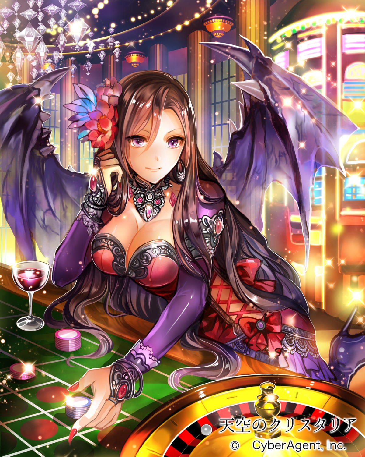 cleavage, heels, rioka_(southern_blue_sky), tenkuu_no_crystalia, wings