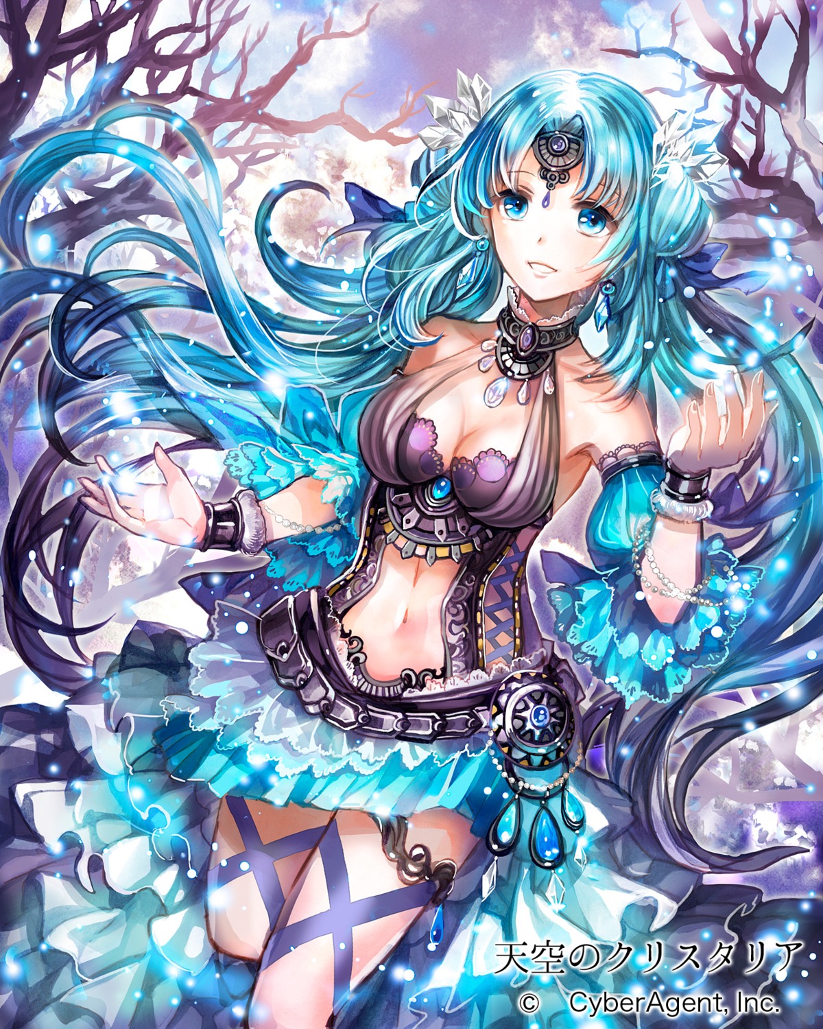 cleavage, garter, rioka_(southern_blue_sky), tenkuu_no_crystalia