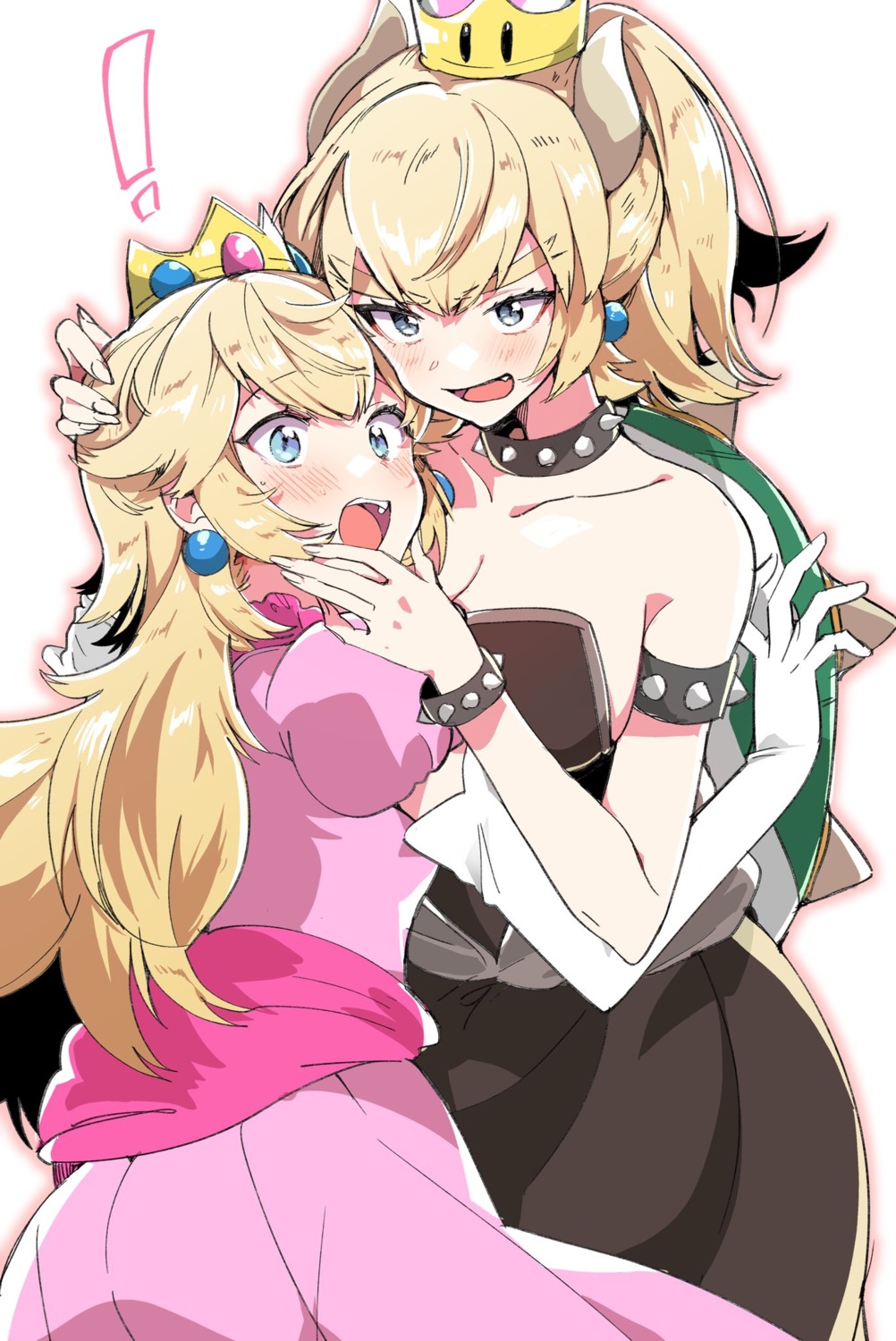 bowsette, cleavage, dress, genderswap, horns, new_super_mario_bros._u_deluxe, princess_peach_toadstool, tail