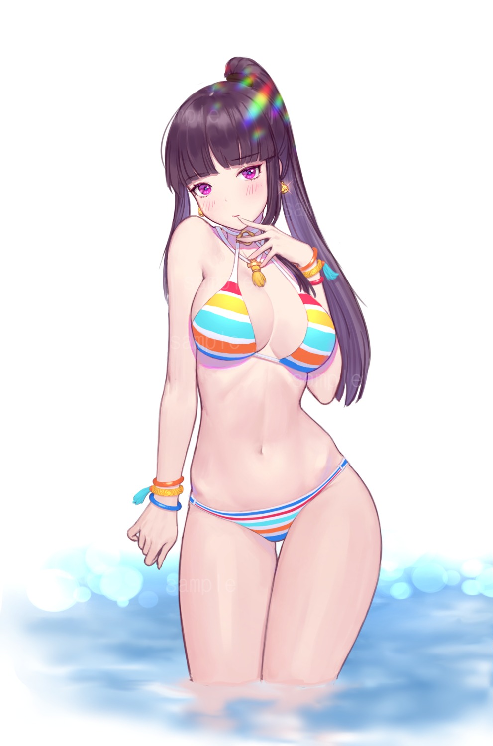 bikini, blade_&_soul, cleavage, sample, siun, swimsuits, wet