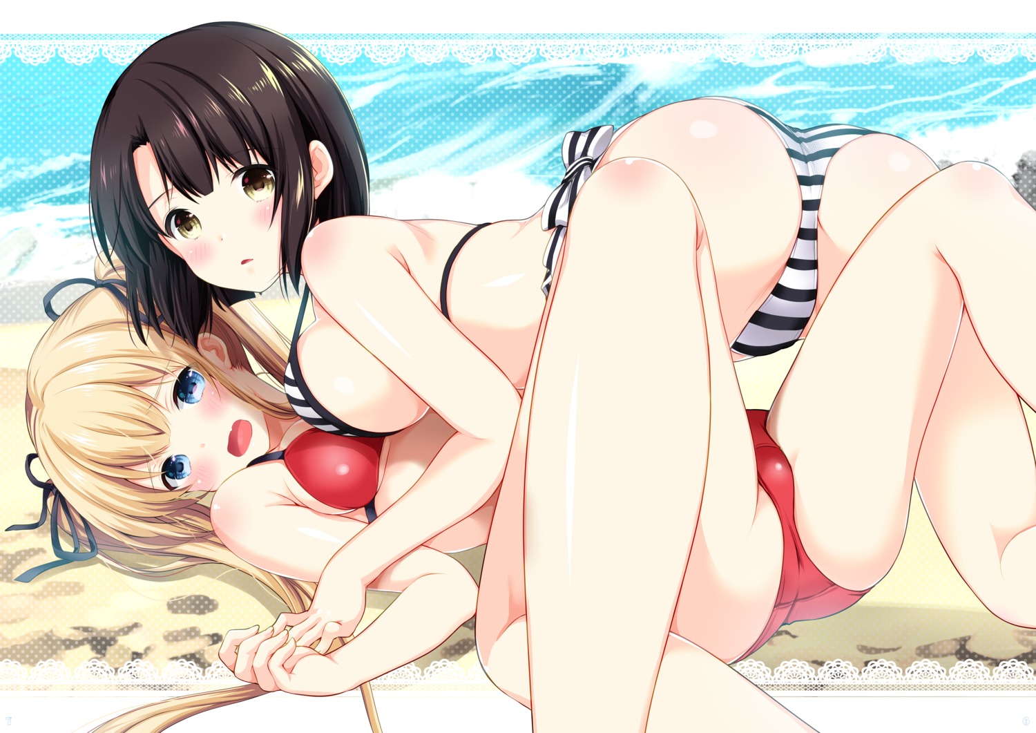 ass, azuma_yuki, bikini, katou_megumi, saenai_heroine_no_sodatekata, sawamura_spencer_eriri, swimsuits, symmetrical_docking