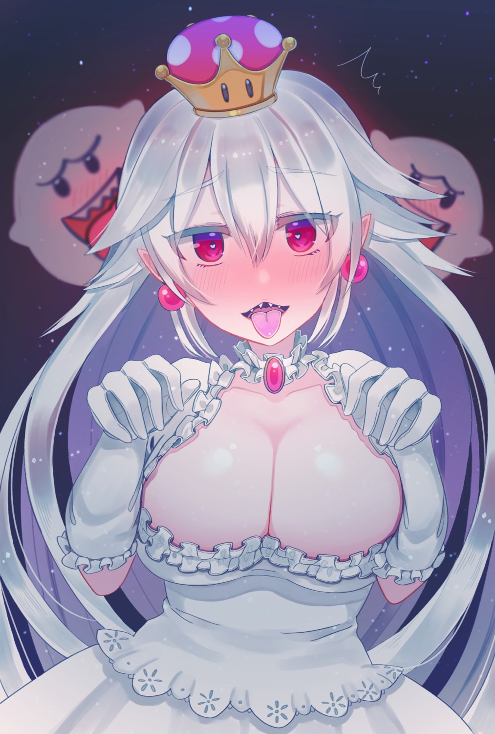 ancolatte_(onikuanco), cleavage, dress, new_super_mario_bros._u_deluxe, princess_king_boo