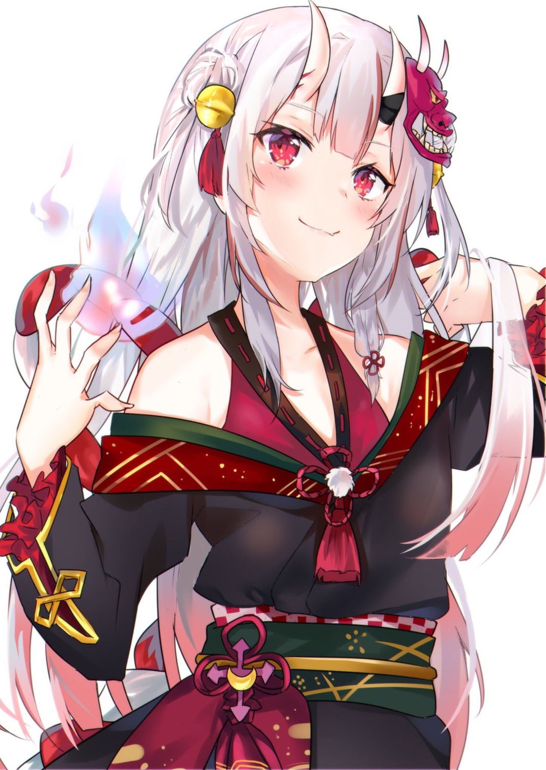 hololive, horns, japanese_clothes, nakiri_ayame, nanakagura