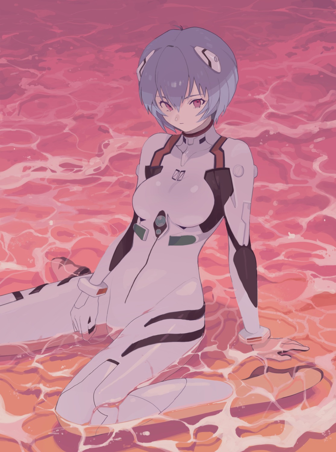 ayanami_rei, bodysuit, neon_genesis_evangelion, surumeri_(baneiro), wet