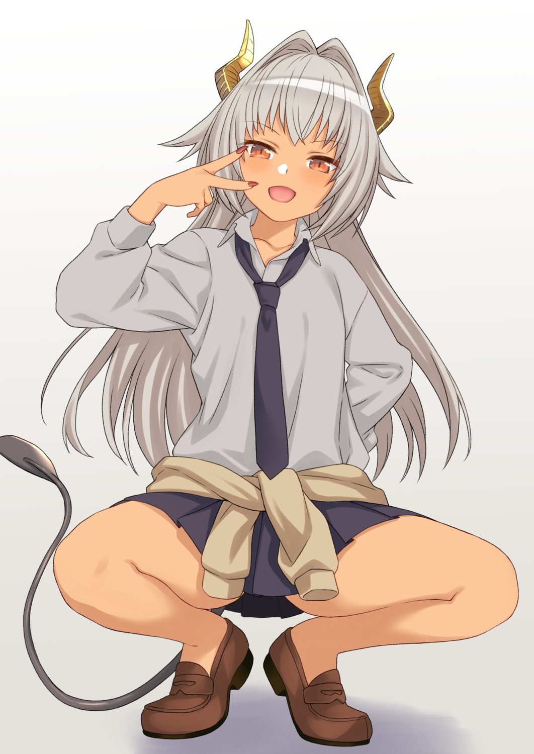 athome_shuka, enjo_kouhai, heels, horns, seifuku, sweater, tail, takunomi, ursula_y_ddraig