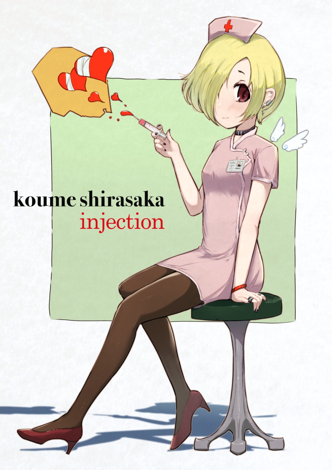 heels, nurse, pantyhose, shirasaka_koume, the_idolm@ster, the_idolm@ster_cinderella_girls, uneg, wings