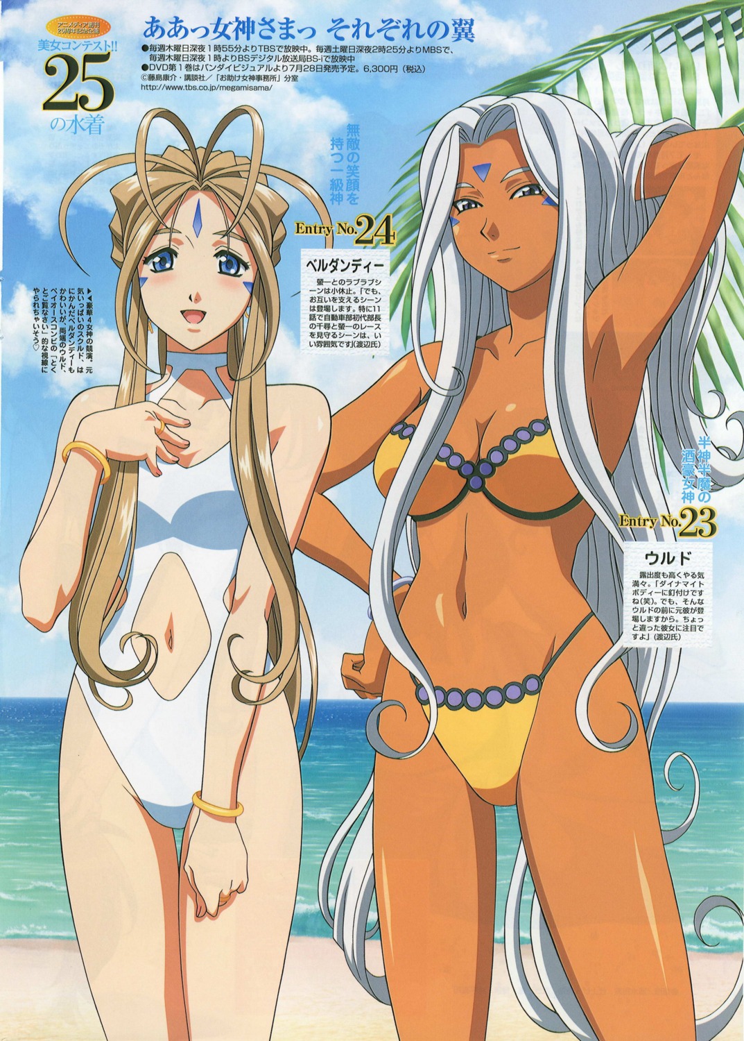 ah_my_goddess, ah_my_goddess:_sorezore_no_tsubasa, belldandy, bikini, cleavage, satou_michio, swimsuits, urd