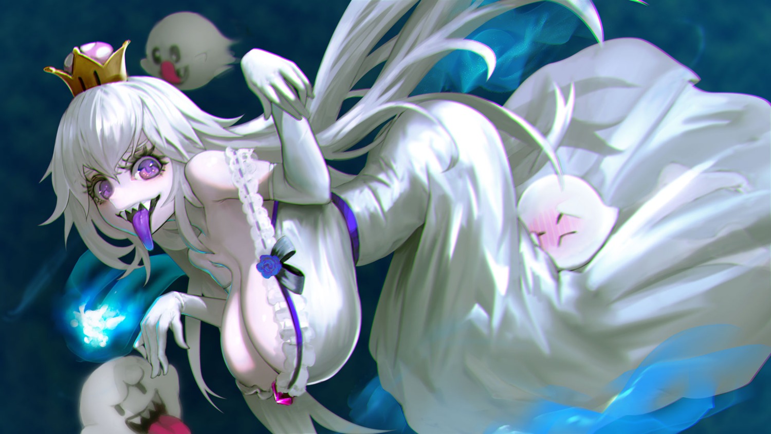cleavage, dress, hiragana_(gomasyabu), king_boo, luigi's_mansion, new_super_mario_bros._u_deluxe, princess_king_boo, wallpaper