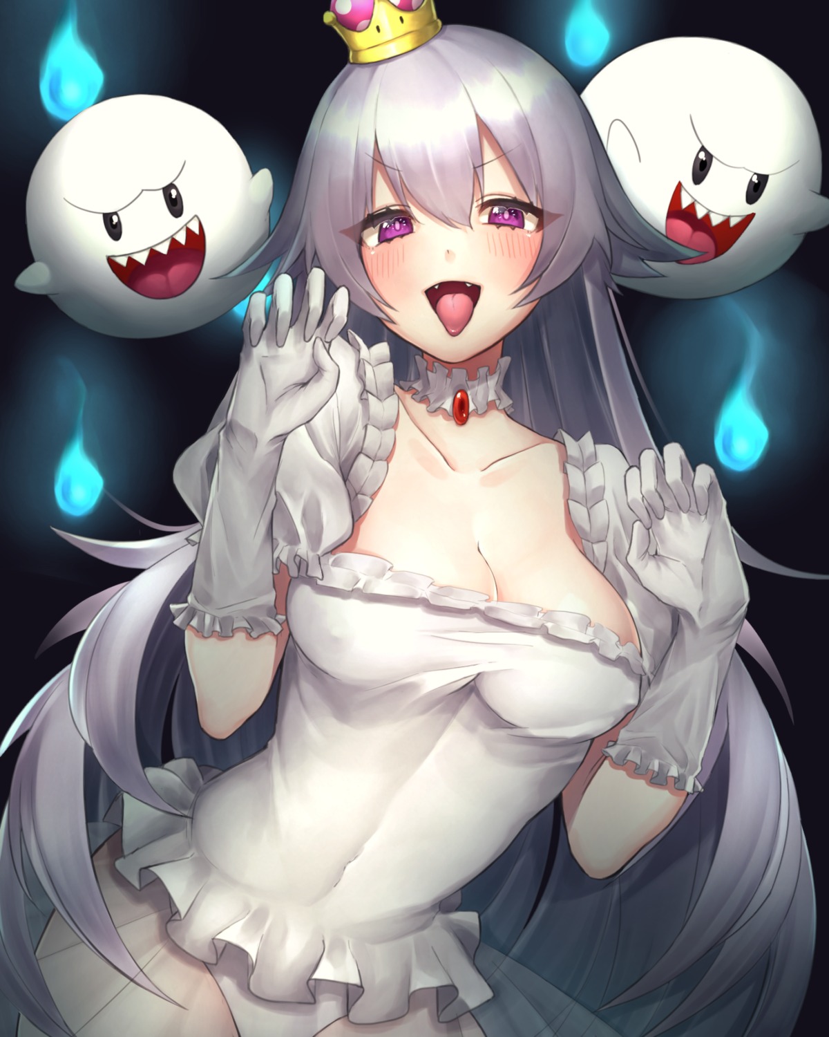 cleavage, dress, king_boo, luigi's_mansion, new_super_mario_bros._u_deluxe, pantsu, princess_king_boo, see_through