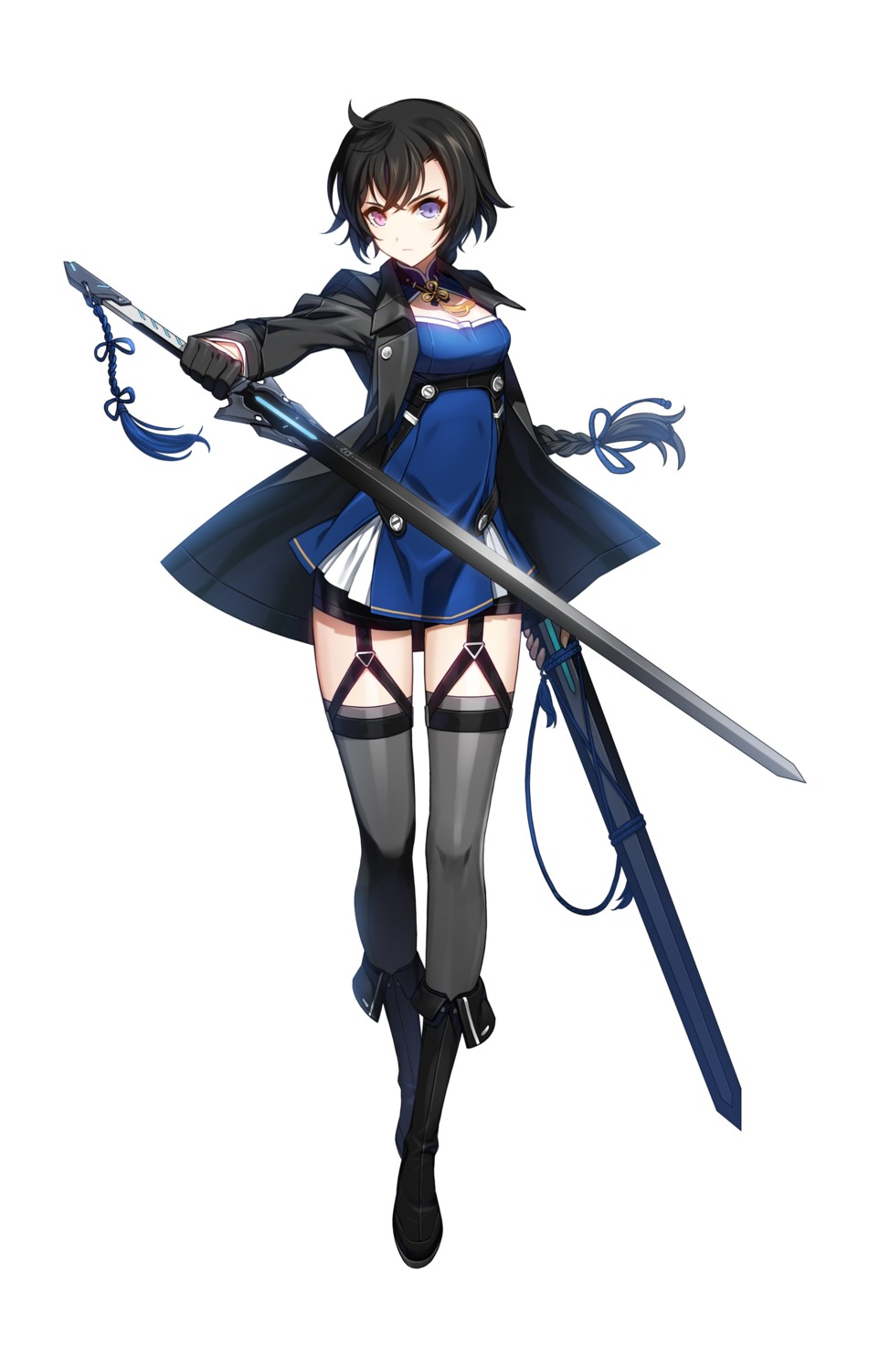 bai_winchester, closers, heterochromia, stockings, sword, tagme, thighhighs